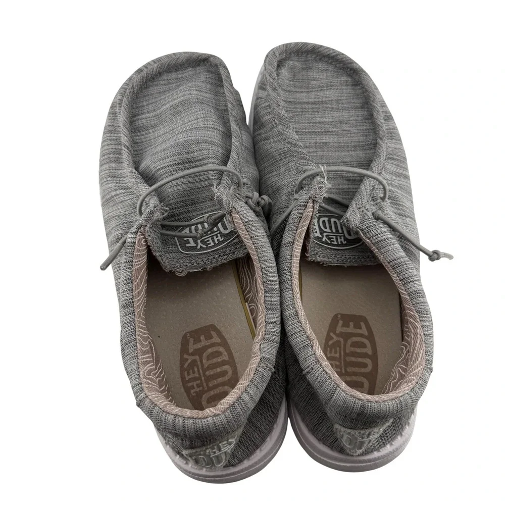 Hey Dude Wally Loafers Kids Size 5 Grey Textured Slip On Casual Shoes